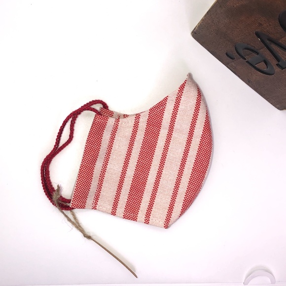 REUSABLE WASHABLE 100% Cotton Red Stripe Face Mask - Picture 13 of 16